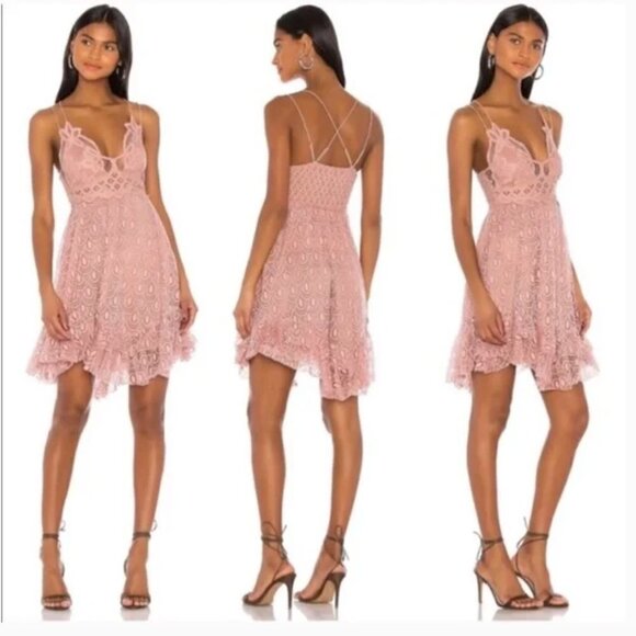 Free People FP One Adella Burnout Dress Pink NWOT JB - Picture 2 of 12
